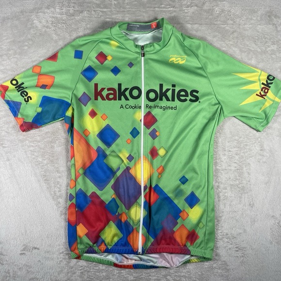 Podiumwear Cycling Jersey  Short Sleeve KaKookies Men's Large Green‎ Full Zip - Picture 1 of 7